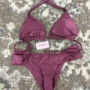 NWT San Lorenzo Deep Mauve Ribbed Bikini